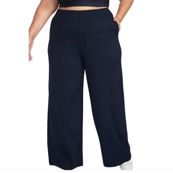 Old Navy Powersoft Go-Dry Women's Navy Wide-Leg Pants with pockets size L‎ NWT - Picture 1 of 9
